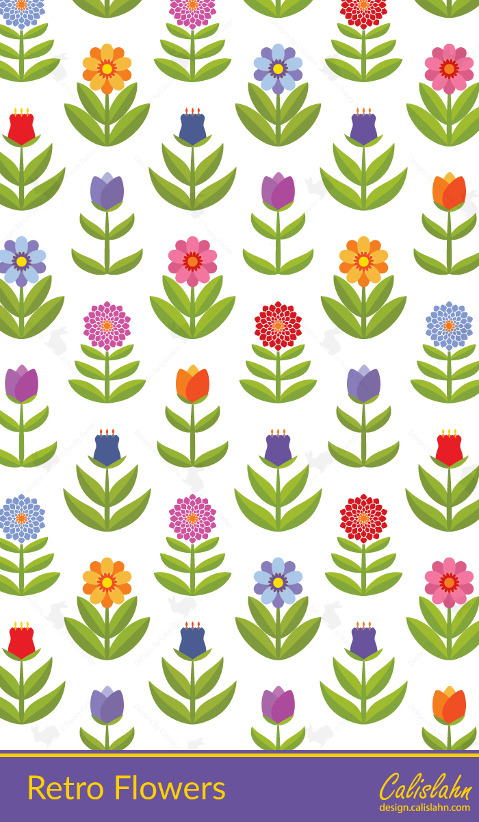 Retro Flowers Seamless Pattern by Calislahn