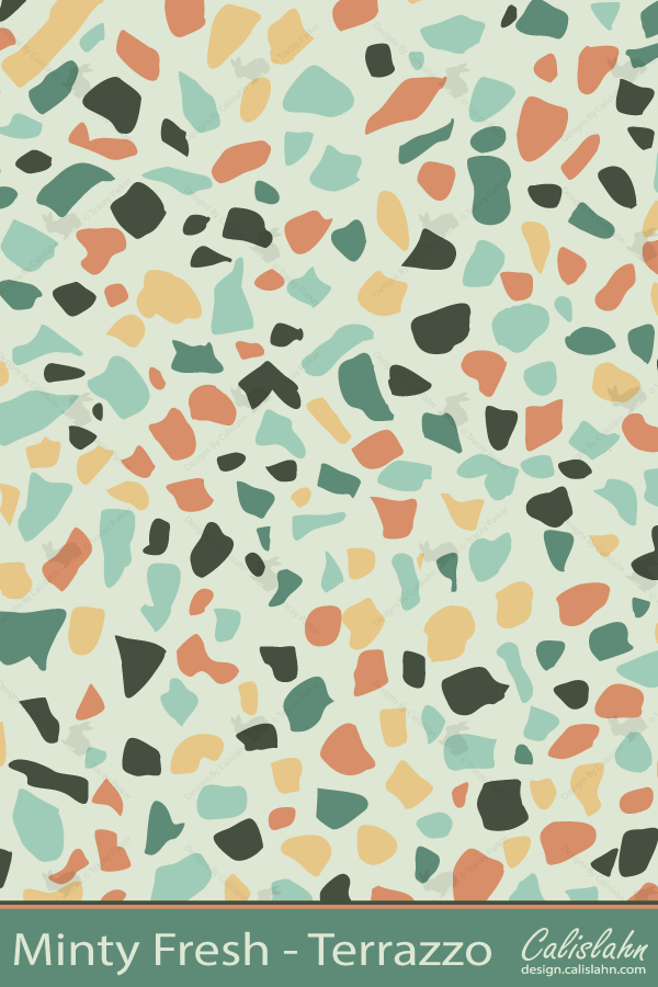 Minty Fresh Seamless Terrazzo Pattern by Calislahn
