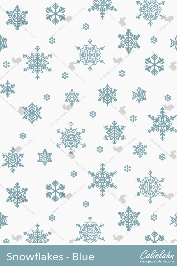 Blue Snowflakes Seamless Pattern by Calislahn