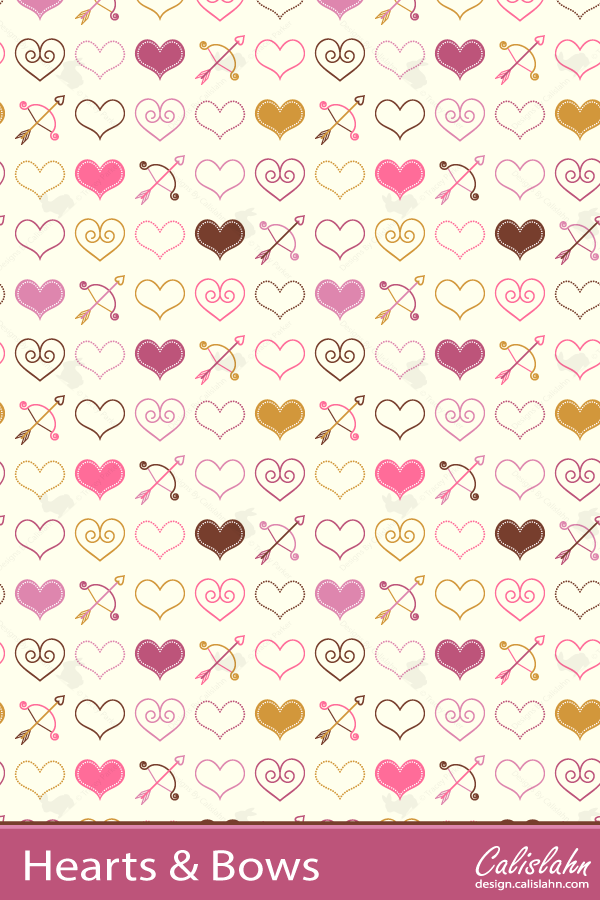 Seamless Hearts and Bows Pattern