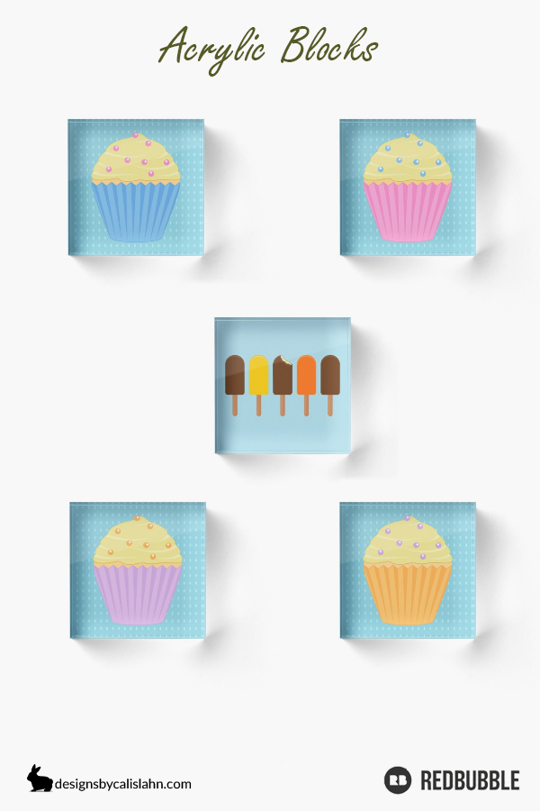 Cupcake and Ice Lolly Acrylic Blocks