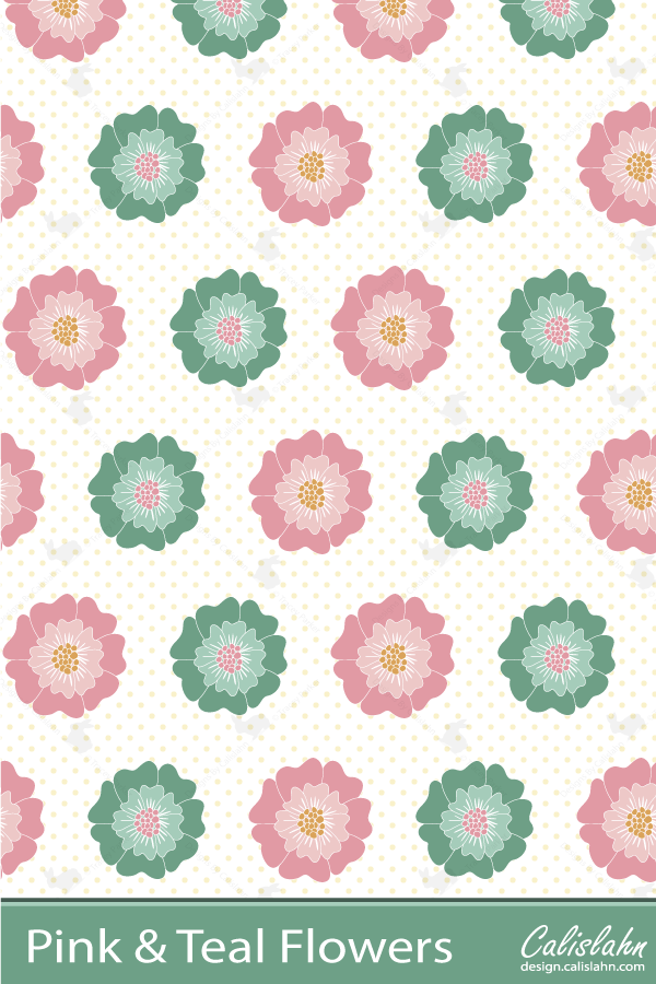 Pink and Teal Flower Pattern by Calislahn