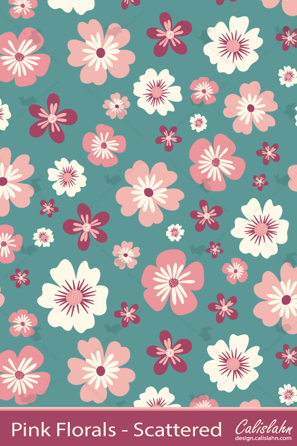 Pink Florals - Scattered by Calislahn