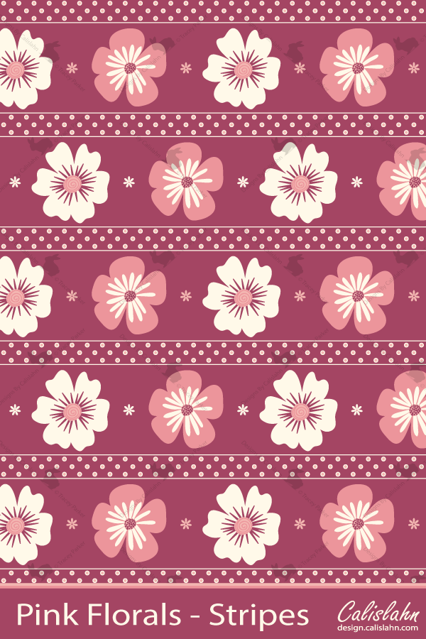 Pink Florals - Stripes by Calislahn
