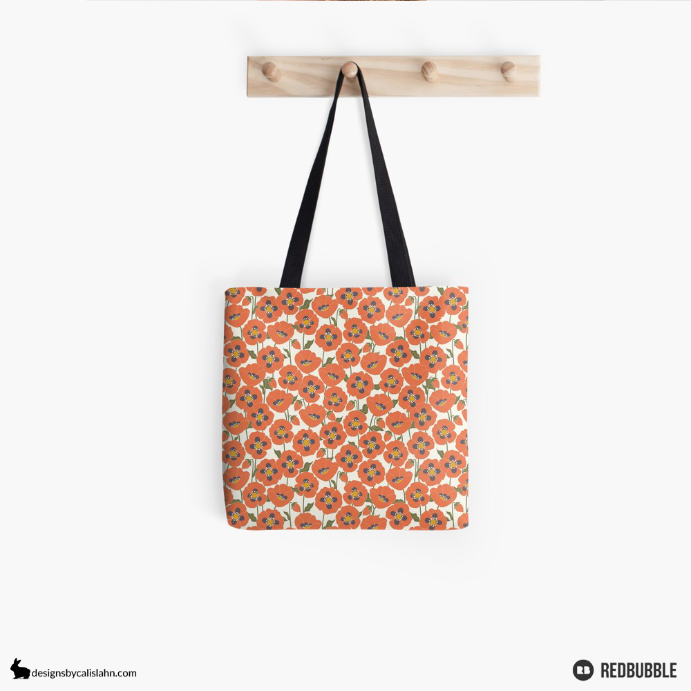 Poppies & Cotton Tote | Designs by Calislahn