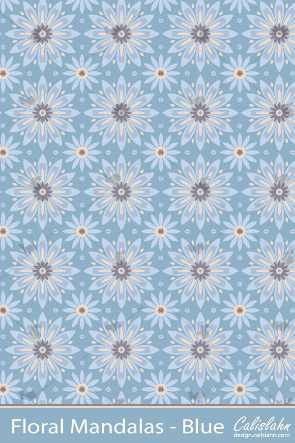 Blue Floral Mandala Pattern by Calislahn